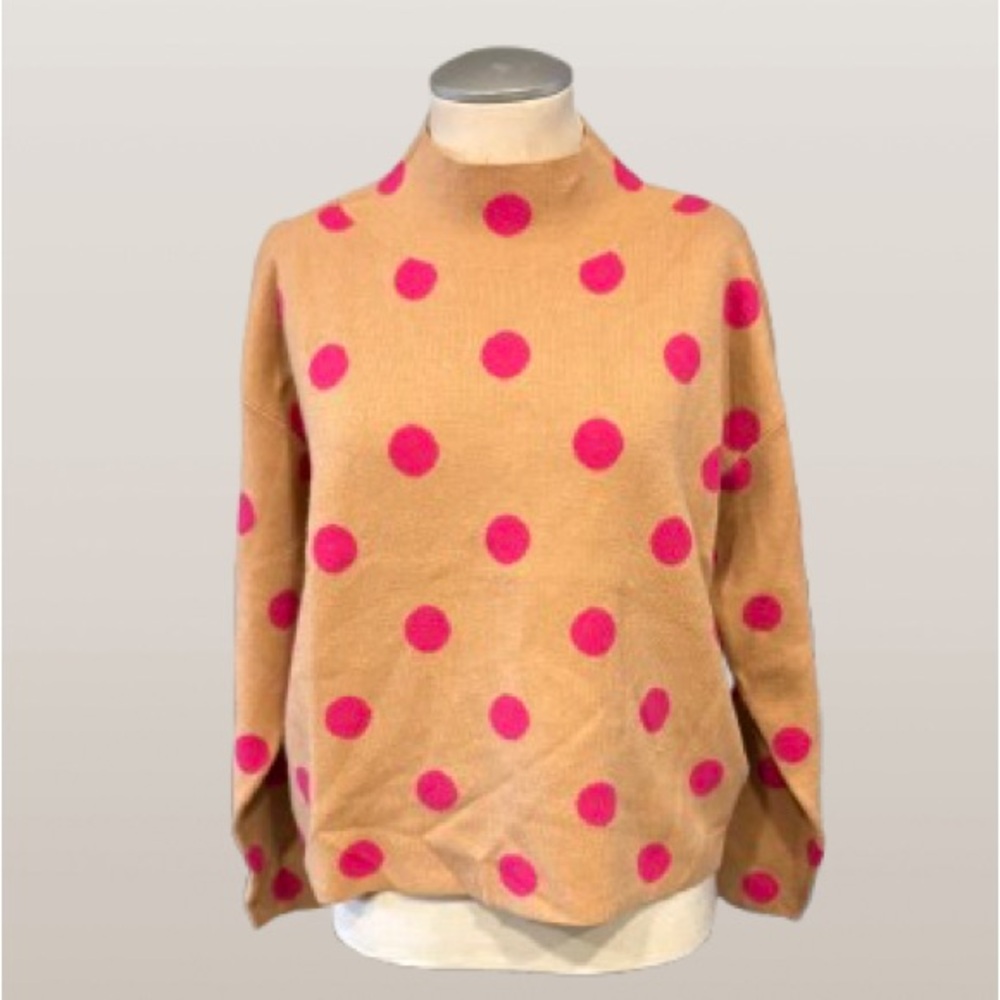 Maeve by Anthropologie Polka Dot Sweater - Tan and Pink - Picture 1 of 4